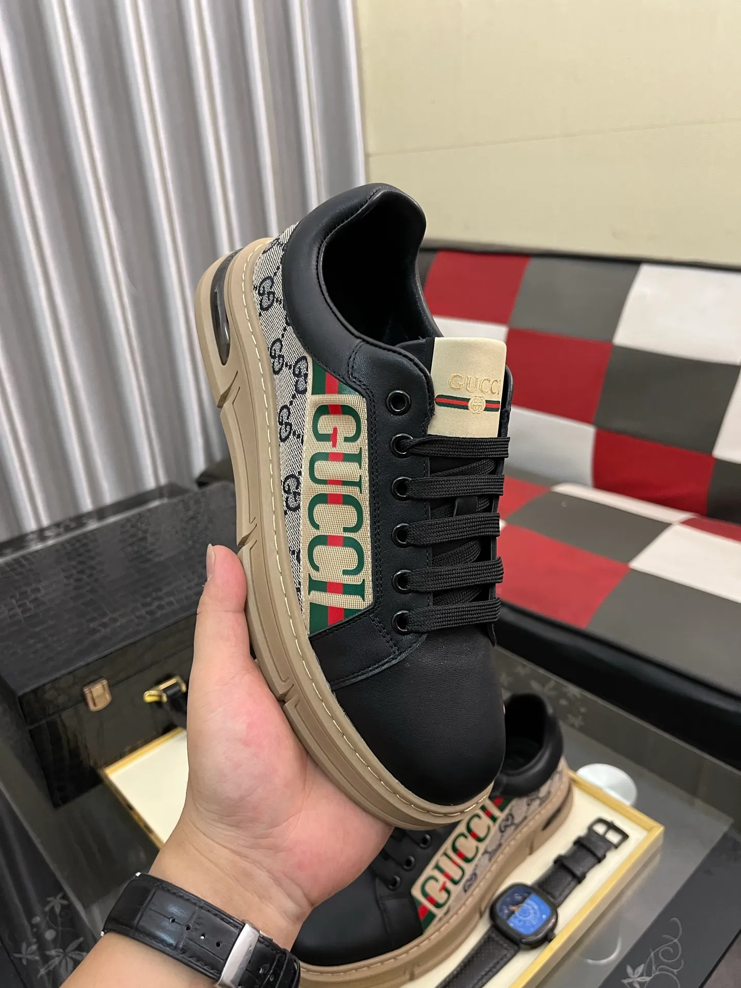 Men's shoes 💰400⌚️⌚️《GUCCI*》The latest hot-selling casual shoes, top brand [seduce] luxury~purchase, top~quality. [Strong] The upper is made of imported breathable cowhide stitching fabric material ➕ Breathable sheepskin feet (•) Fine workmanship. Code number: 38-442️⃣Colors available